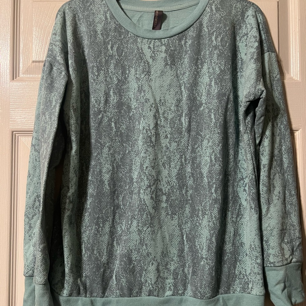 Mondetta Teal Patterned Women's Sweater